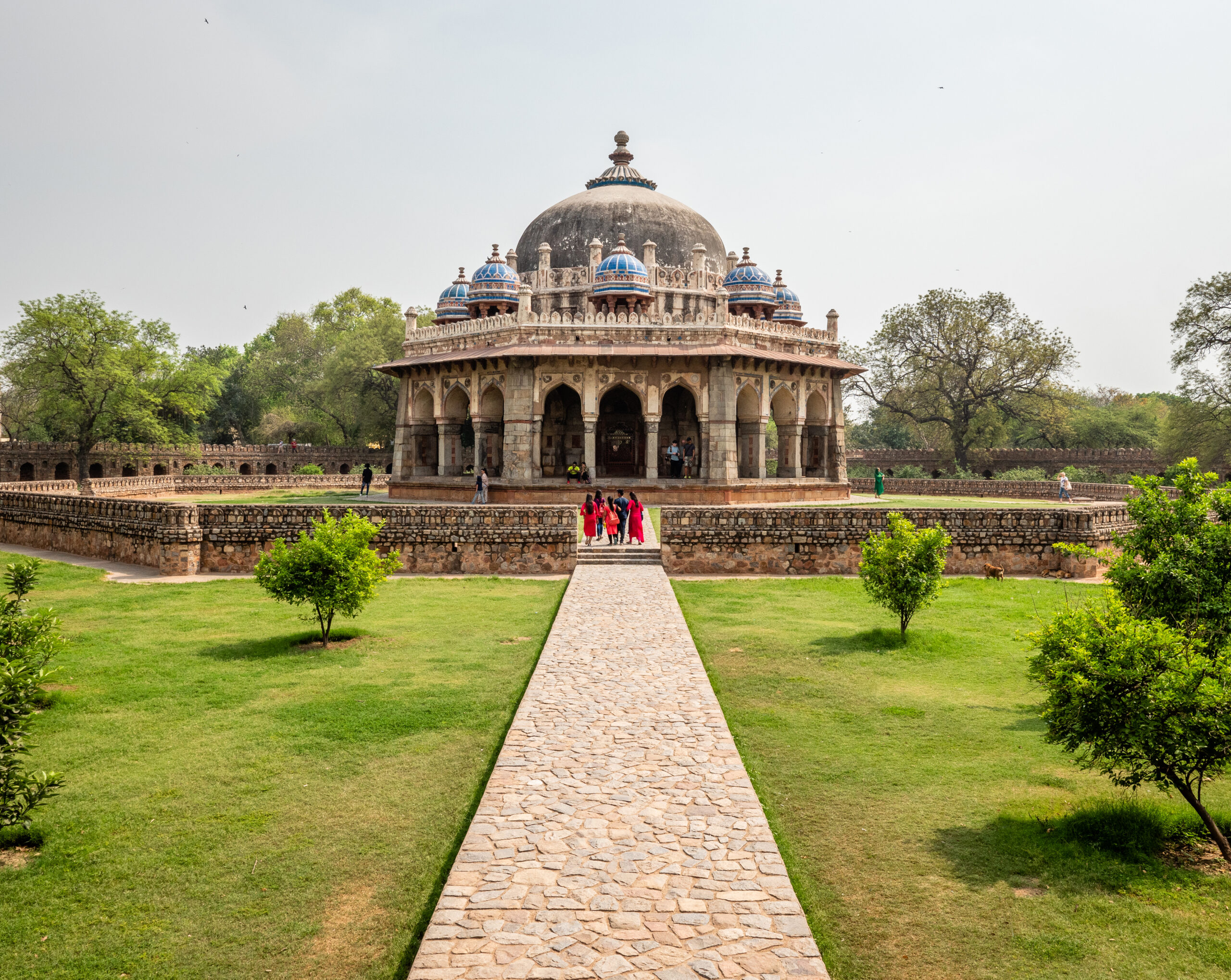 A beautiful view of the Isa Khan's Tomb New India on a sunny day
